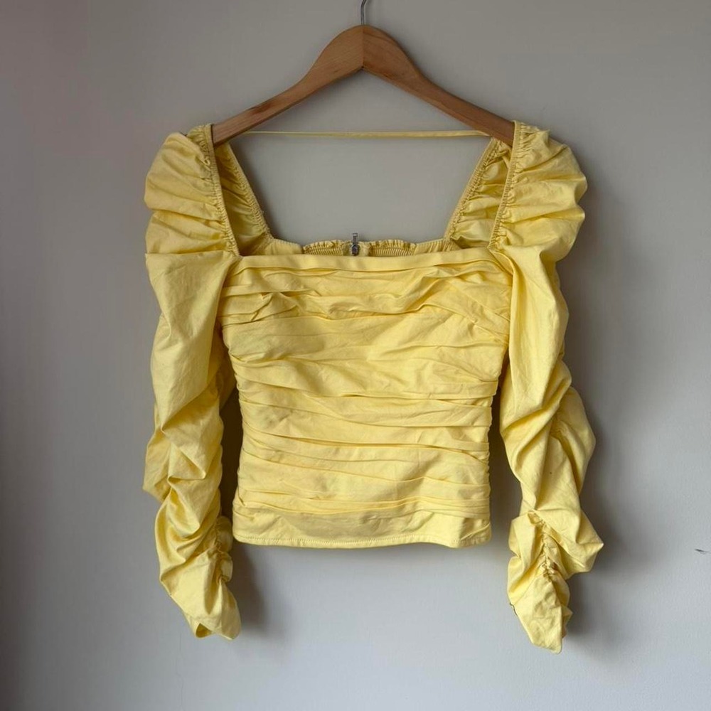 Yellow Reformation Long Sleeve Ruffled Top